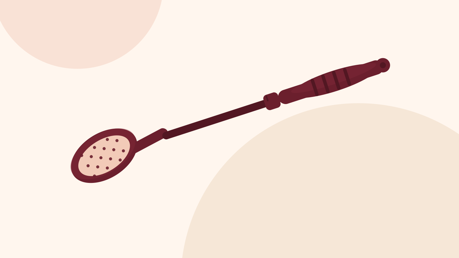 The Swoop brush in deep oxblood red: an oval cushion brush head on a long telescoping handle with a ribbed grip